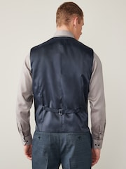 Blue Regular Fit Wool Blend Textured Suit: Waistcoat - Image 2 of 11