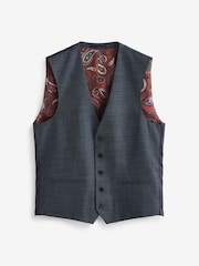 Blue Regular Fit Wool Blend Textured Suit: Waistcoat - Image 7 of 11
