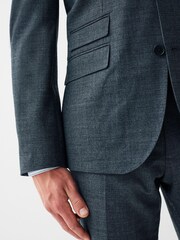 Grey Wool Blend Textured Suit: Jacket - Image 7 of 7