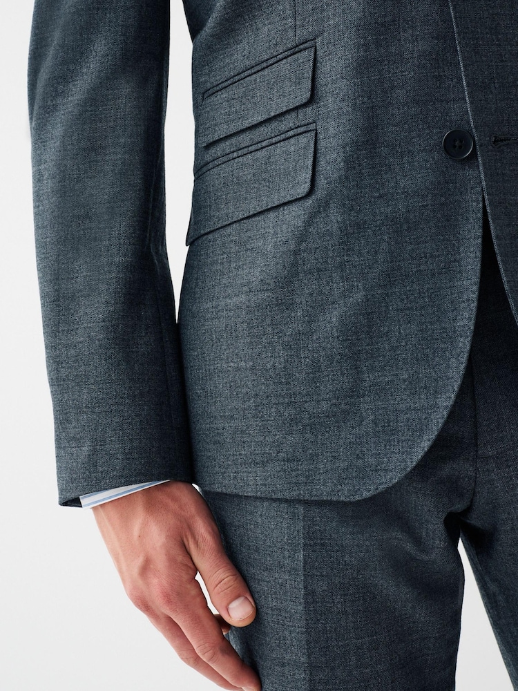 Grey Wool Blend Textured Suit: Jacket - Image 7 of 7