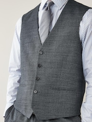 Grey Wool Blend Textured Suit: Waistcoat - Image 6 of 11