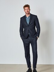 Navy Stripe Suit: Jacket - Image 3 of 11