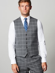 Grey Windowpane Check Suit: Waistcoat - Image 1 of 5