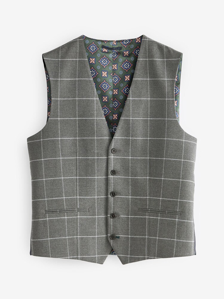 Grey Windowpane Check Suit: Waistcoat - Image 2 of 5