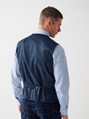 Navy Blue Windowpane Check Suit: Waistcoat - Image 2 of 8