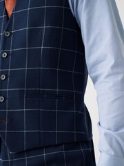 Navy Blue Windowpane Check Suit: Waistcoat - Image 3 of 8
