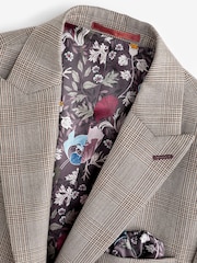Taupe Slim Fit Signature Empire Mills 100% Wool Check Suit Jacket - Image 9 of 13