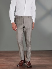 Taupe Brown Slim Fit Signature Empire Mills 100% Wool Check Suit: Trousers - Image 1 of 9