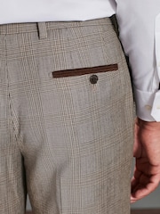 Taupe Brown Slim Fit Signature Empire Mills 100% Wool Check Suit: Trousers - Image 5 of 9