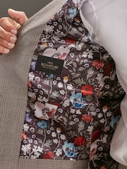 Taupe Signature Empire Mills 100% Wool Check Suit Waistcoat - Image 4 of 10