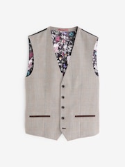 Taupe Signature Empire Mills 100% Wool Check Suit Waistcoat - Image 9 of 10