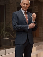 Blue Slim Fit Signature Tollegno Wool Check Suit Jacket - Image 1 of 10