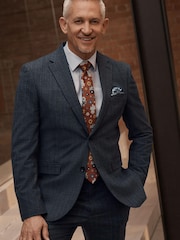 Blue Slim Fit Signature Tollegno Wool Check Suit Jacket - Image 2 of 10