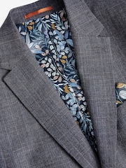 Blue Slim Fit Signature Tollegno Wool Check Suit Jacket - Image 9 of 10