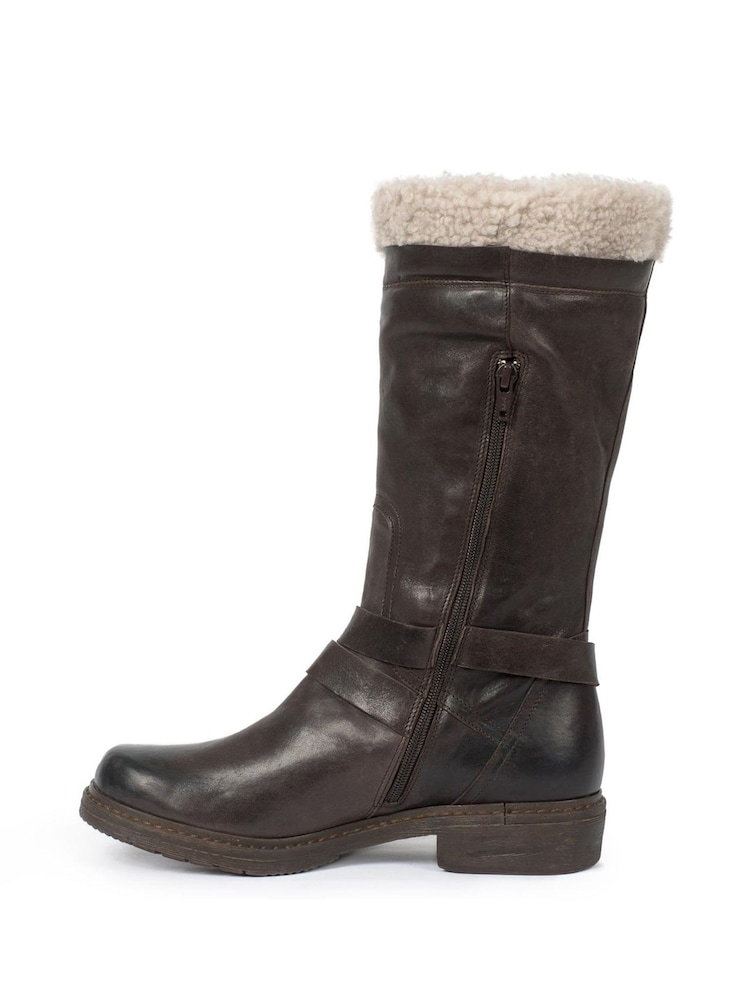 Celtic & Co. Brown Sheepskin Trim Cuff Long Boots - Image 2 of 5