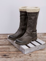 Celtic & Co. Brown Sheepskin Trim Cuff Long Boots - Image 5 of 5