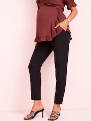 Berry Red Maternity Wrap Ruffle Blouse - Image 5 of 8