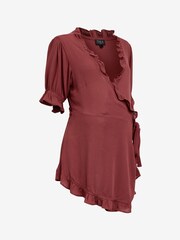 Berry Red Maternity Wrap Ruffle Blouse - Image 8 of 8