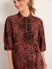 Animal Print Maternity/Nursing Shirt Dress - Image 4 of 6