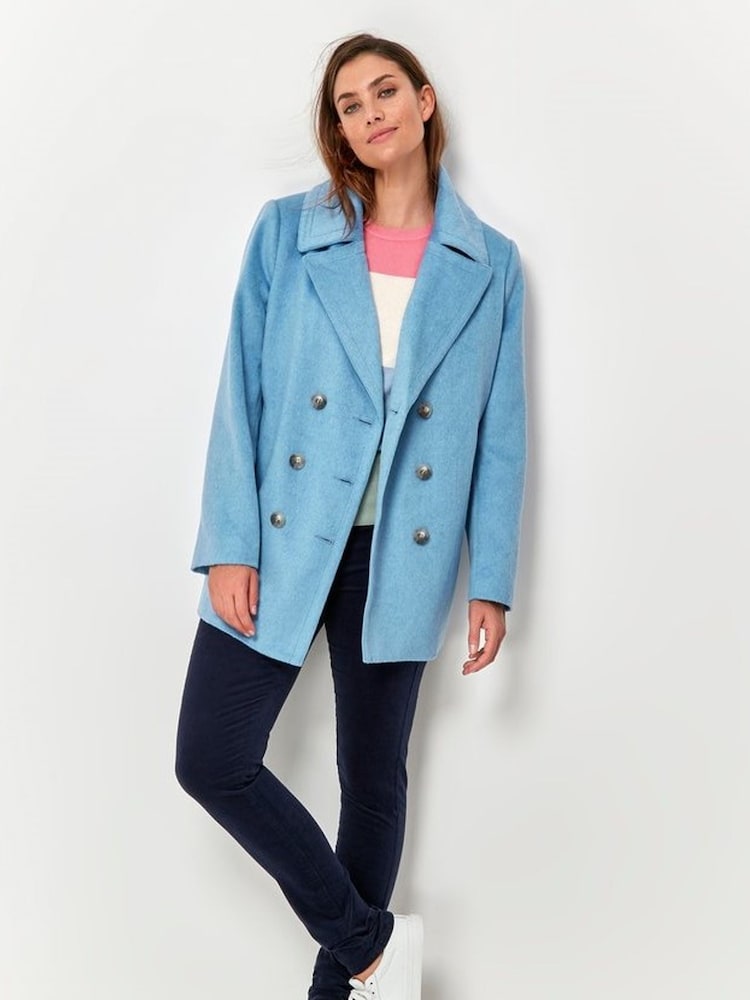 M&Co Blue Button Up Pea Coat - Image 1 of 5