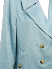 M&Co Blue Button Up Pea Coat - Image 5 of 5