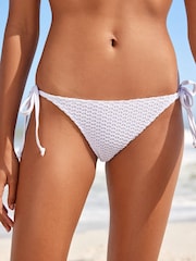 White Crochet Tie Side Bikini Bottoms - Image 1 of 6