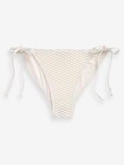 White Crochet Tie Side Bikini Bottoms - Image 5 of 6