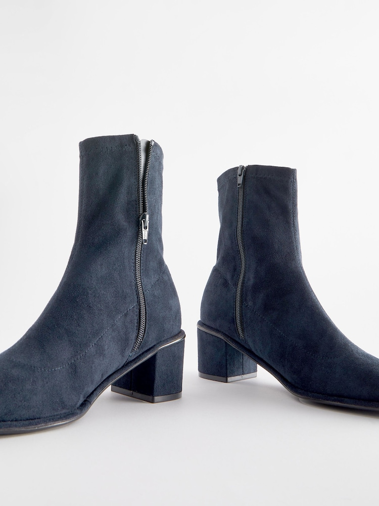 Navy Blue Regular/Wide Fit Forever Comfort® Sock Ankle Boots - Image 4 of 5