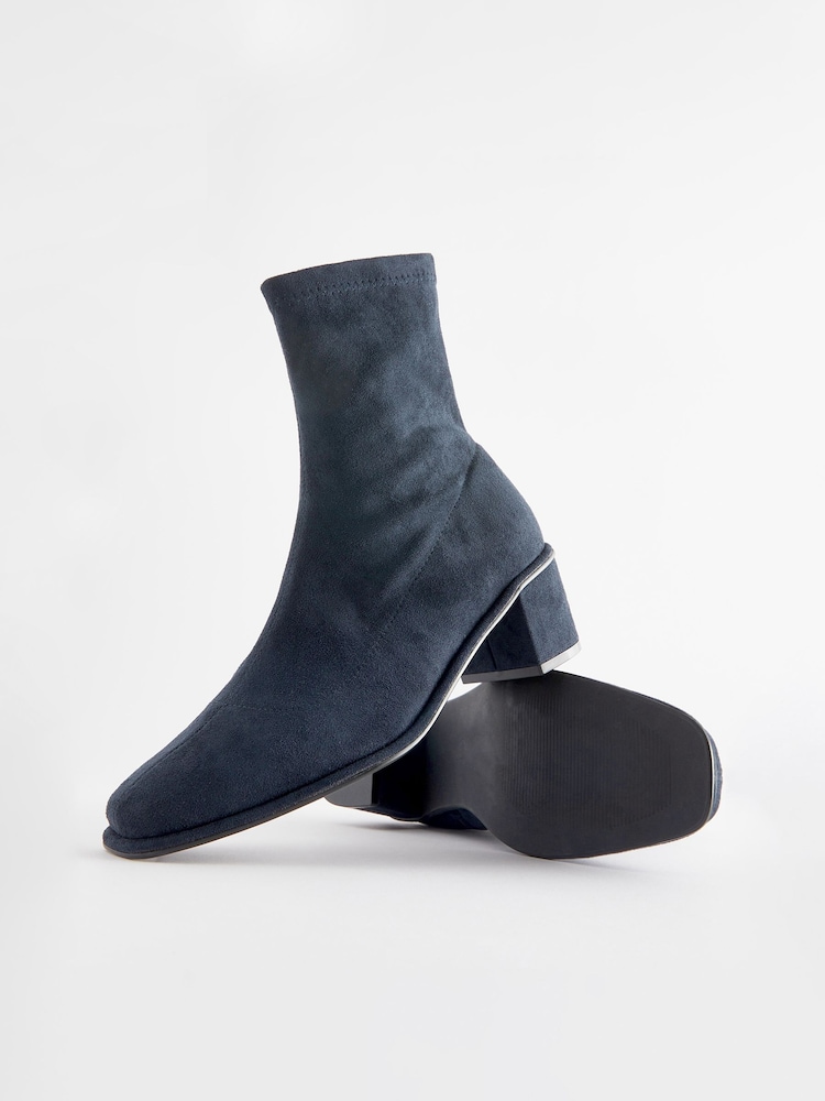 Navy Blue Regular/Wide Fit Forever Comfort® Sock Ankle Boots - Image 5 of 5