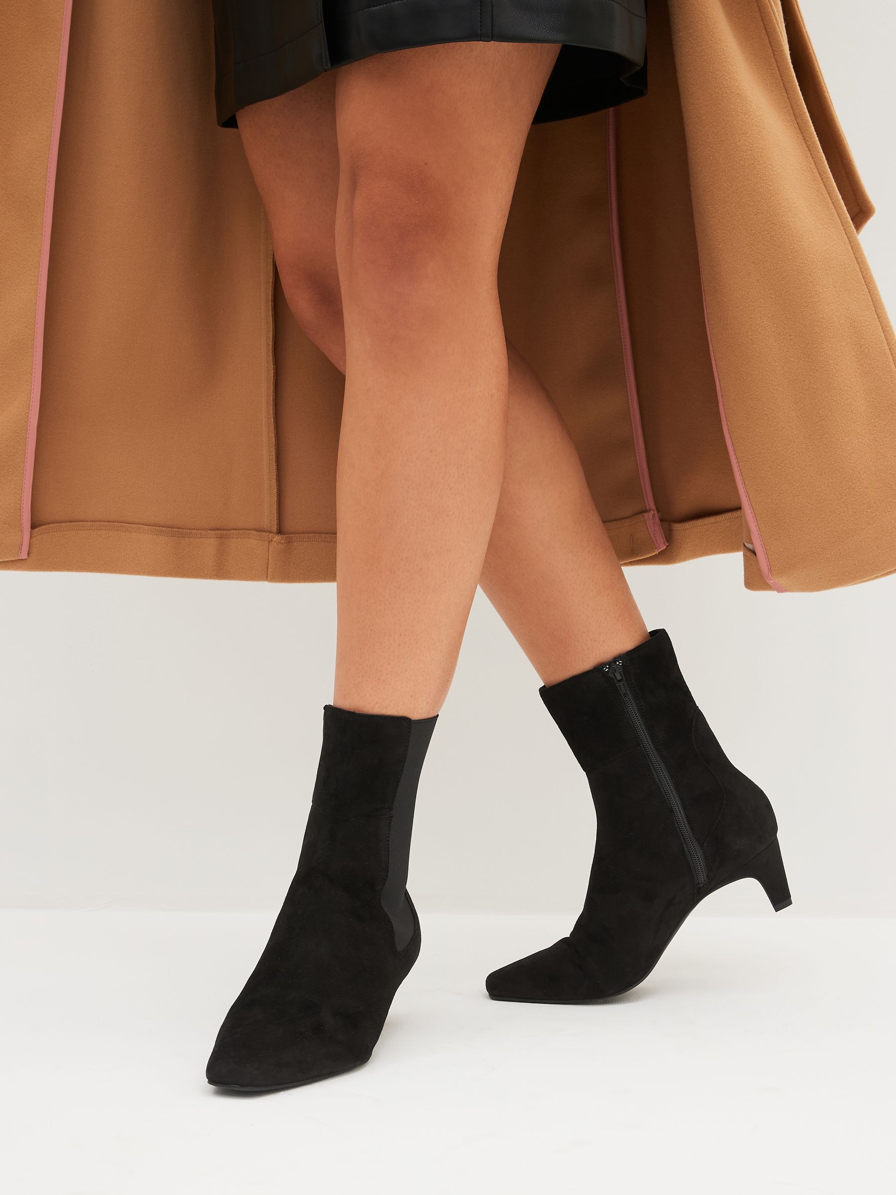 Wide fit black suede ankle boots outlet