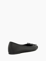 Dune London Black Dark Wide Fit Hallo Charm Trim Leather Ballet Shoes - Image 5 of 6