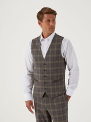 Skopes Brown Tailored Fit Ackley Check Suit: Waistcoat - Image 1 of 4