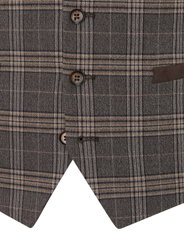Skopes Brown Tailored Fit Ackley Check Suit: Waistcoat - Image 4 of 4
