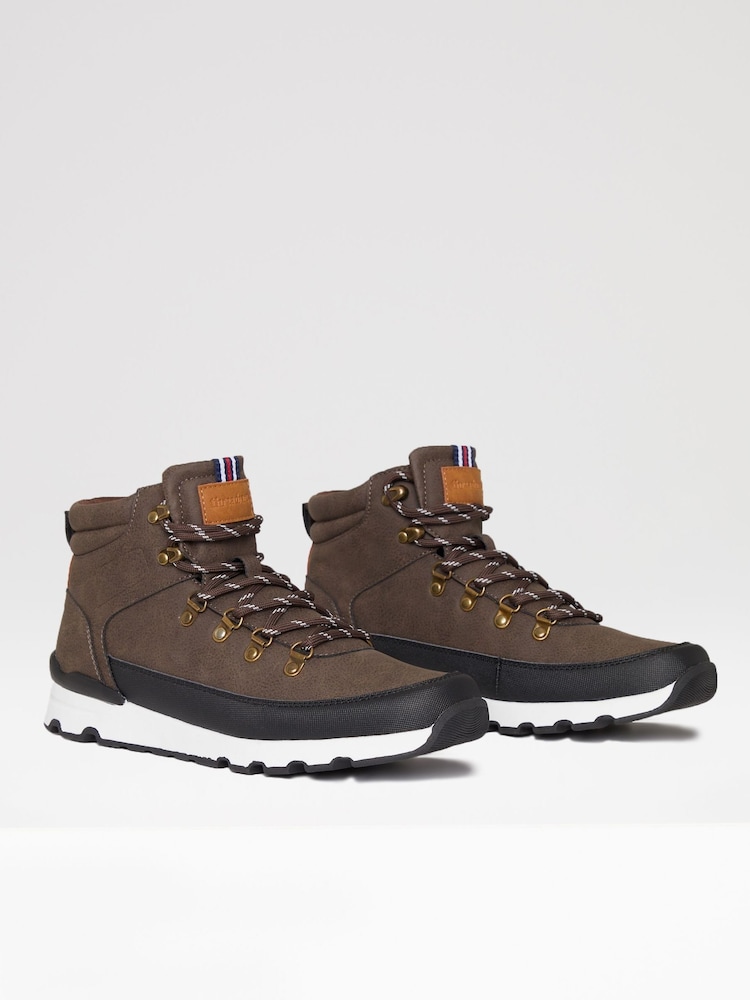 Threadbare Brown Contrast Sole Hiker Boots - Image 2 of 3