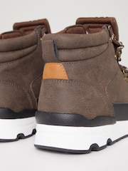 Threadbare Brown Contrast Sole Hiker Boots - Image 3 of 3