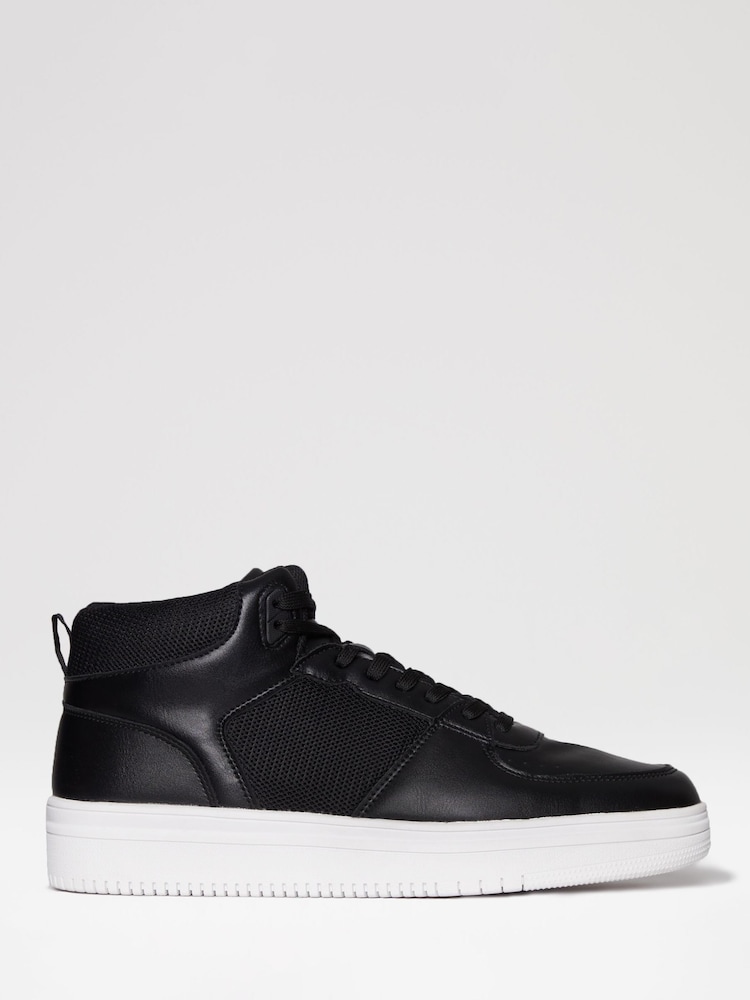 Threadbare Black Sport Panel High Top Trainers - Image 1 of 4