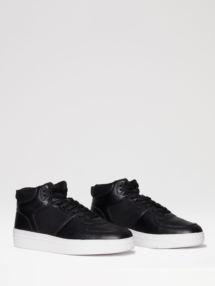 Threadbare Black Sport Panel High Top Trainers - Image 2 of 4