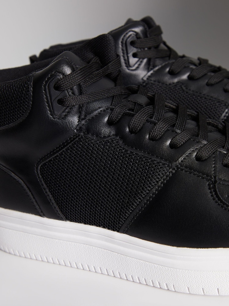 Threadbare Black Sport Panel High Top Trainers - Image 4 of 4