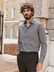 Black Geometric Link Slim Fit Printed Trimmed Shirt - Image 1 of 6