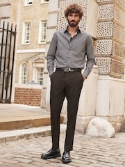 Black Geometric Link Slim Fit Printed Trimmed Shirt - Image 2 of 6