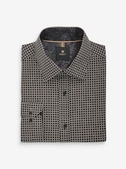 Black Geometric Link Slim Fit Printed Trimmed Shirt - Image 4 of 6