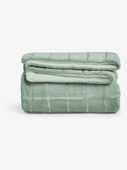 Green Cosy Sherpa Fleece Grid Throw - Image 4 of 4