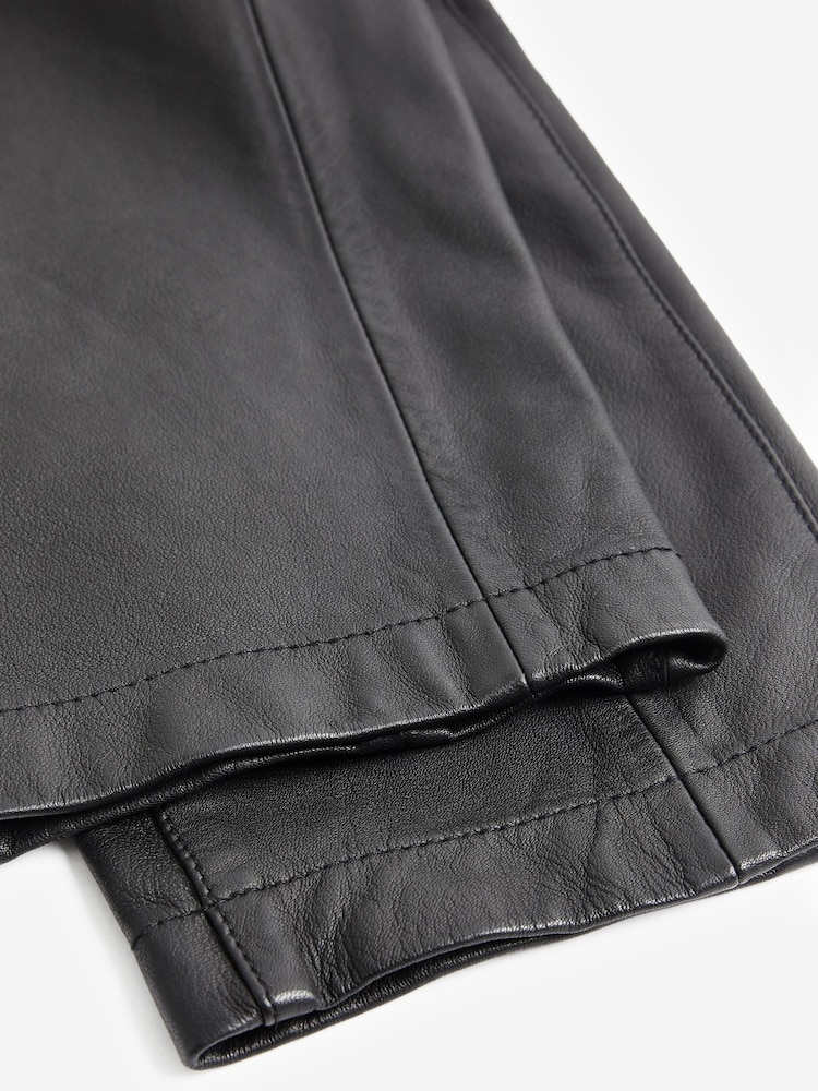 Black Premium Leather Biker Trousers - Image 10 of 10