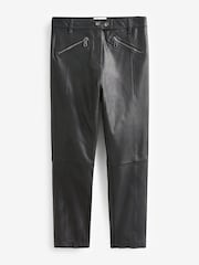 Black Premium Leather Biker Trousers - Image 5 of 10