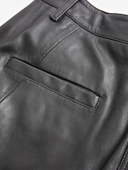 Black Premium Leather Biker Trousers - Image 6 of 10