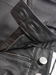Black Premium Leather Biker Trousers - Image 8 of 10