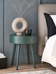 Forest Green Painted 1 Drawer Round Bedside Table - Image 1 of 9