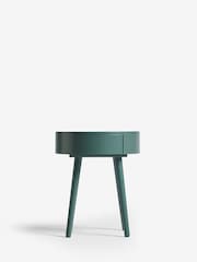 Forest Green Painted 1 Drawer Round Bedside Table - Image 5 of 9