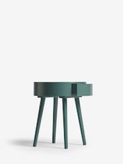 Forest Green Painted 1 Drawer Round Bedside Table - Image 6 of 9