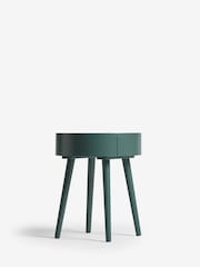 Forest Green Painted 1 Drawer Round Bedside Table - Image 7 of 9